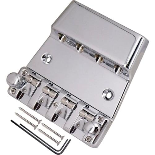 Vintage Style Hard Tail Fixed Bass Guitar Bridge Assembly for 4 string Bass Guitar Spare Parts Replacement