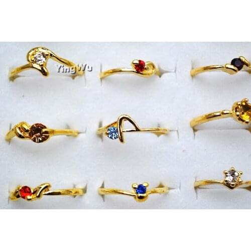 Yingwu Gold Finger Ring For Women Cubic Zirconia Wedding Bands Female Colorful Rhinestone Engagement Ring