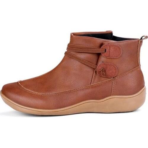 2020 New Women Natrual Leather Casual Ankle Boots Comfortable Quality Soft Handmade Flat Shoe Black Thicken Warm Botas Mujer