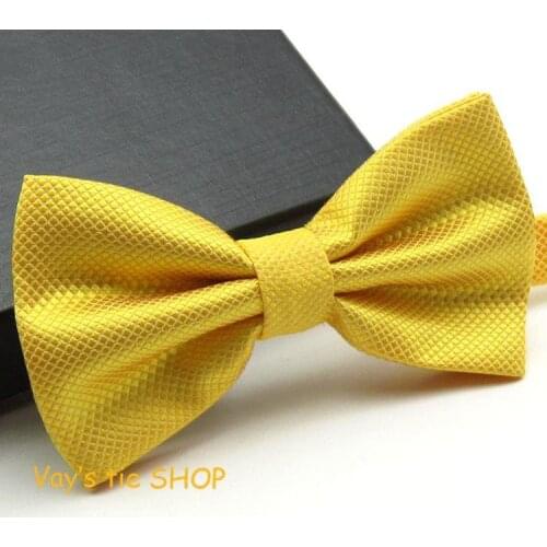 1pc Fashion Plaid Bow ties For Men Dull Jacquard Bowties Grid Leisure Yellow Gold Wedding Tuxedo Bow Ties 12*6cm
