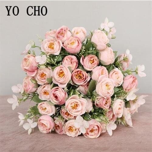 10 Heads Roses Artificial Silk Flowers for Home Decor Faux Roses Flores Wedding Bouquet for Bride Fake flowers Table Living Room