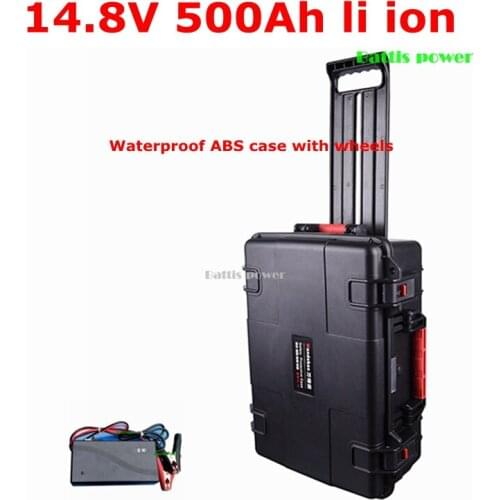 14.8V 500Ah li ion battery 15V no 12v 500Ah li thium battery Trolley case for boat backup power golf carts RV + 20A charger