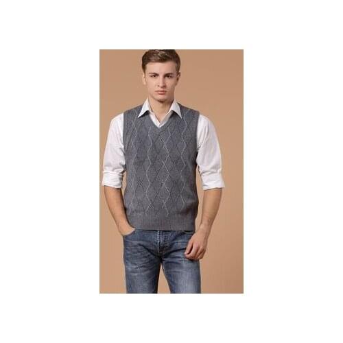 2020 New Arrival Autumn & Winter Mens V Neck casual plaid Cashmere Sweater Vest