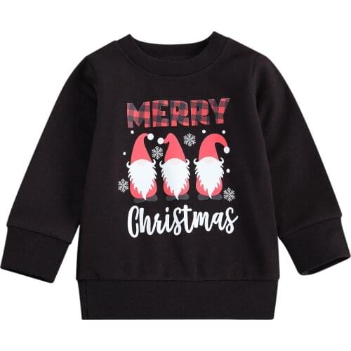 2021 Toddler Baby Girl Boy Xmas Sweatshirt Cartoon Santas MERRY CHRISTMAS Letter Print Long Sleeve Top Pullovers Hoodies 0-4Y