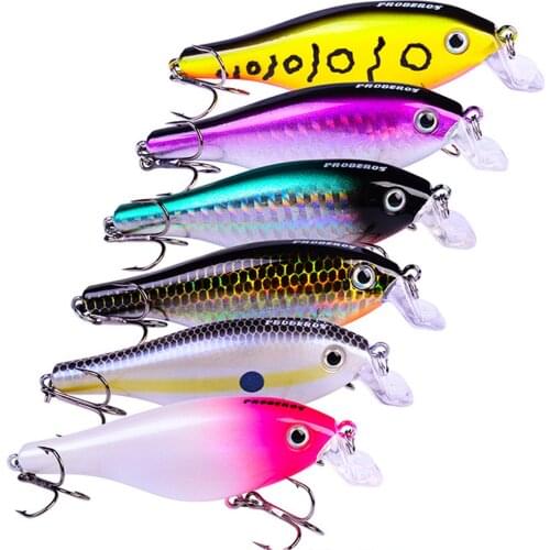 6PCS Fishing Crankbaits Minnow Fish Bass plastic lure hook baits 8.5cm/11G