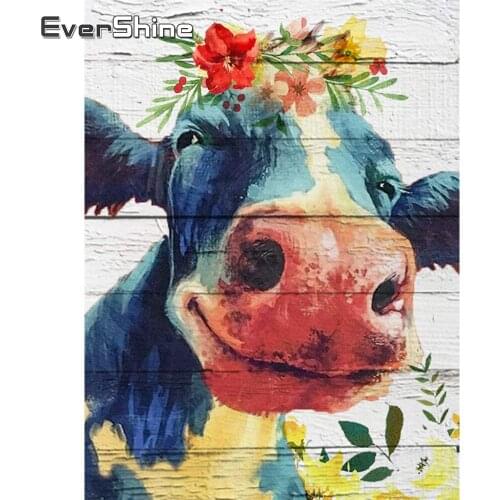 EverShine Full Drill Square Diamond Painting Animal Diamond Embroidery Cow Cross Stitch Rhinestones Mosaic 5D DIY Wall Decor