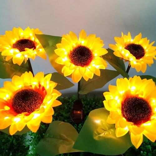 Large Realistic Flowers Solar Garden Stake Light Sunflower Solar Pathway Lawn Light For Courtyard Front Patio Balcony