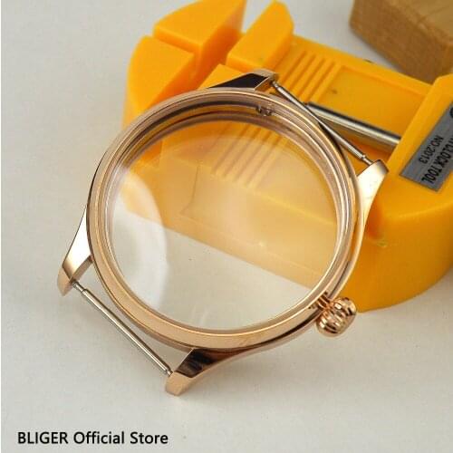 44MM Rose Golden Stainless Steel Watch Case Fit For ETA 6497 6498 Hand Winding Movement C12