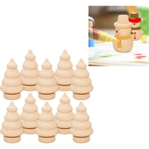 10pcs Handmade Painting Beech Wooden Dolls Mushroom Christmas Trees Snowman Kids Wood Ornaments DIY Paint Craft