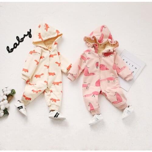 Baby Romper Newborn Girl Jumpsuit Cute Fox Print Baby Rompers Kids Cotton Clothes Baby Infant Long Sleeve Outfits