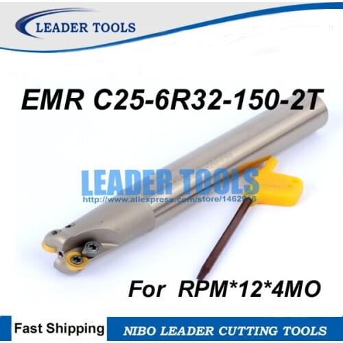 EMR C25-6R32-150-2T R6 indexable End Mill,Roughing Milling tool,R6 Toroidal Cutter For Milling Machine150mm,for Tips RPMT1204MO