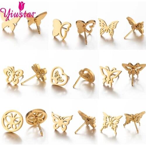 Gothic Vintage Cute Butterfly Ear Studs Gold Fashion Pendant Ladies Earrings Unusual Jewelry Girls Christmas Gifts 2020 Trend