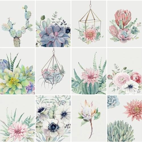 EverShine DIY Diamond Painting Flower Full Square Diamond Embroidery Cactus Picture Rhinestones Mosaic 5D Wall Art