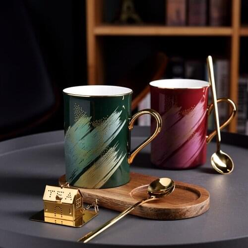 Ceramic coffee cup and saucers Couple mug with lid spoon teacup with tea leak gift Water Cup bone china tea sets espresso cups