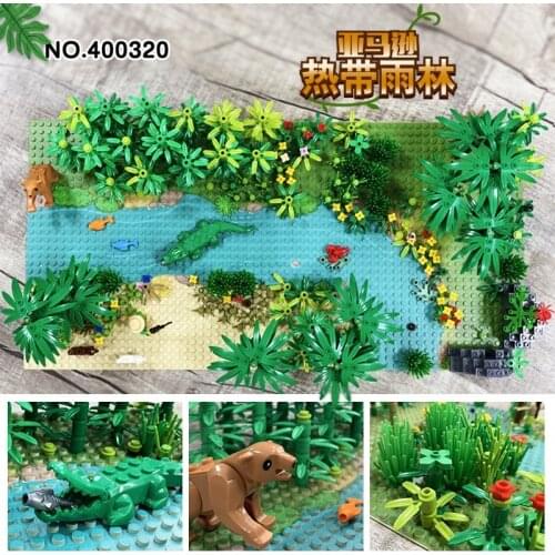 City Potted plant Creative Building Blocks Toy Parts Accessories Flowers Tree garden coconut Jungle Street light scene MOC Brick