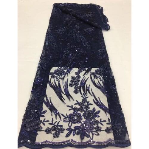 French Tulle Lace Fabrics Embroidery Lace Fabrics With beads SYJ-518681 Mesh Lace Fabrics 5 Yards For Wedding