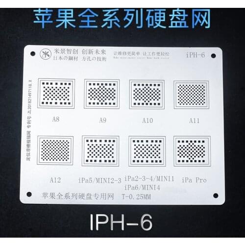 Mijing Steel Tin Mesh for Iphone 6 7 8 X XS MAX Ipad Wifi NAND A8 A9 A10 A11 CPU BGA Pressure-welded Steel Plate Square Hole