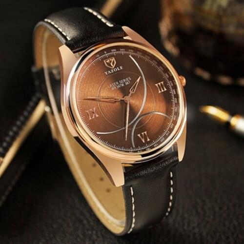 YAZOLE Brand Luxury Famous men watches Fashion leisure Dress Quartz Watch Business leather watch Male Clock Relogio Masculino