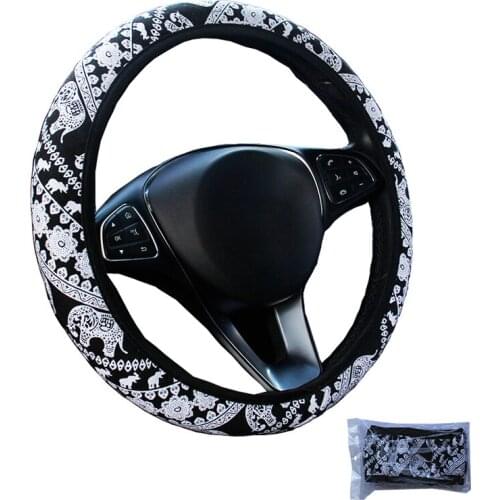 Elephant Style Car Steering Wheel Cover Wrap Suitable for Most Steering Wheel Carpet Soft 37-38 CM 14.5 "-15" Braid on Hand Bar