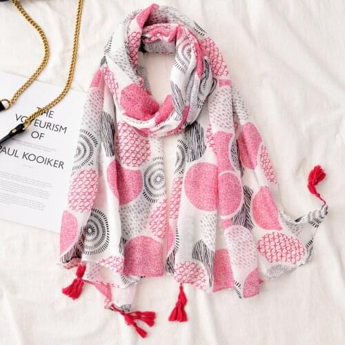 2020 New Cotton Circle Flower Print Tassel Scarves Shawls Long Spot Print Scarf Hijab Wrap 10pcs/LOT Wholesale Free Shipping