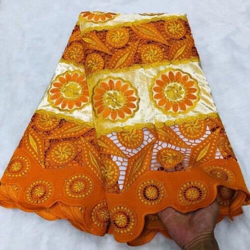 New nigerian guipure lace water soluble fabric high quality embroidered 5 yards/pcs african cord laces Dress mesh fabrics