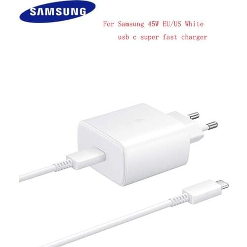 Original Samsung Super Fast Charger 45W PD Quick Adapter Type C Cable For Galaxy S20 Ultra S10 Plus S10E Note 10 Pro A81 A91 A70