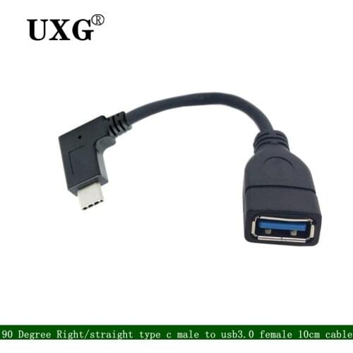 Right Angled 90 Degree USB-C USB 3.1 Type C Male to A Female OTG Data 20cm Cable for Macbook Tablet Mobile Phone