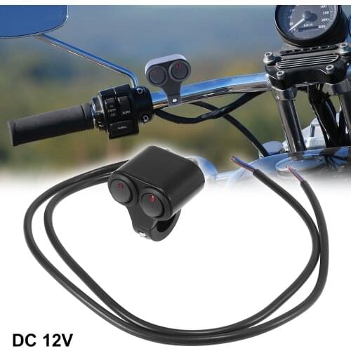 Motoforti DC 12V 7/8" 22mm Motorcycle Handlebar Double Control Push Switch with Hazard Brake Fog Light Button