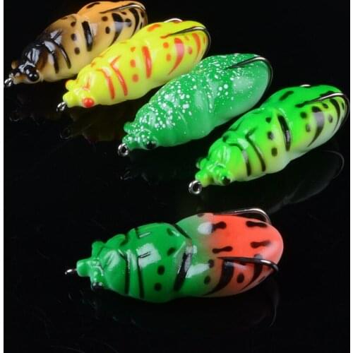 1pcs soft tube bait plastic fishing lures frog lure treble hooks Topwater ray frog 3.5cm 13.2g artificial soft bait 3D eyes