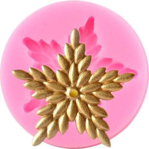 Five Pointed Star Shape Relief Silicone Mold Leaf Cupcake Topper Fondant Cake Decorating Tools Candy Chocolate Gumpaste Moulds
