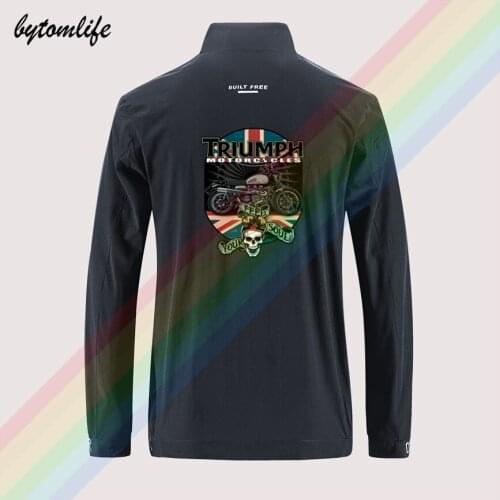 Triumph motorcycles ok Slim sport jacket mens street windbreaker zipper jacket mens casual Back printing jacket Asian size