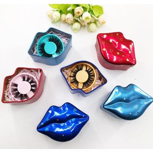 Custom Eyelash Packaging Box Heart Shaped Lip Lashes Box for Fluffy 25mm Mink Eyelashes Empty Lash Box