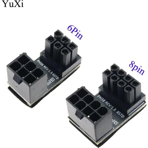 YuXi 90 Degree Right Angle PCI-E 6Pin/8pin GPU Power Female to Male Adapter for Desktop PC Graphics card