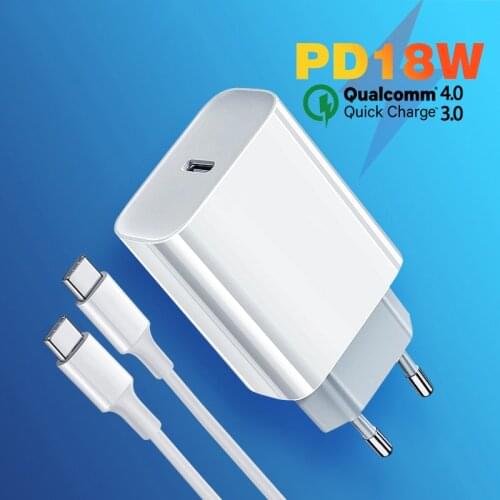 PD Charger 18W Quick Charge 4.0 3.0 QC Fast Charger for iPhone 12 X Xs 8 iPad USB Type C Charger for Xiaomi Huawei