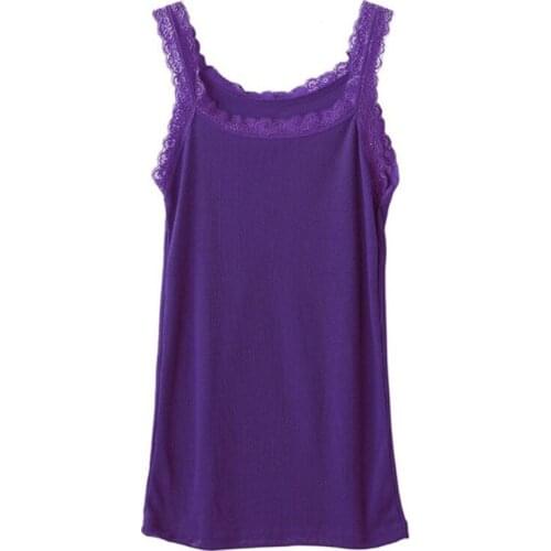 Women Summer Sleeveless Tank Top Bright Solid Candy Color Basic Camisole Floral Lace Trim Ribbed Knit Casual Underwear Slim Vest