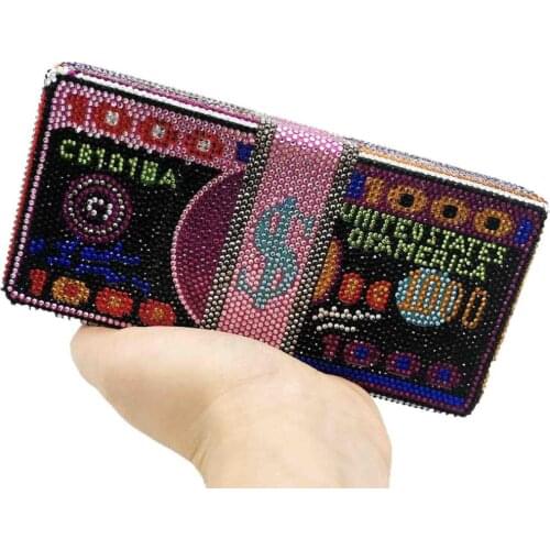 Bee In Fly Luxury Hand Inlaid Diamond Evening Bag Pink Dollars Clutch WomenS Wedding Zero Wallet Stack of Cash Funny Money Bag