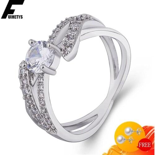 Fashion 925 Silver Jewelry Rings with AAA Zircon Gemstones Finger Ring for Women Wedding Engagement Party Accessories Wholesale