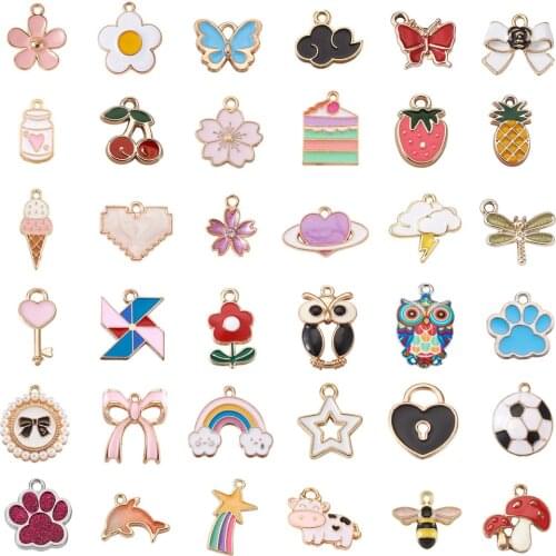 94pcs/Box Enamel Charm Sets Mix Heart Pendants with Word Love Pink for Bracelet Earrings Valentines charms Gifts Jewelry Making