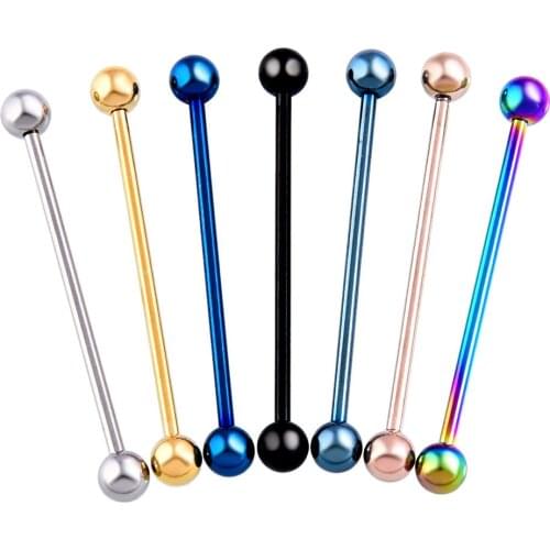 1PC Steel Anodized Industrial Barbells Long Earring Piercing Bar Scaffold Ear Cartilage Helix 14G Black Gold Body Jewelry