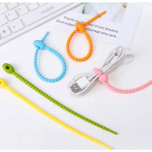 10Pcs Silicone Cable Winder Soft Strap Earphone Storage Cord Data Cable Tie Management Tape Household Storage Accessories