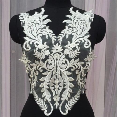 2 Pieces Vintage Ivory Sequins Wedding Dress Back Lace Applique Bridal Veil DIY Handmade Accessories 41cm*28cm