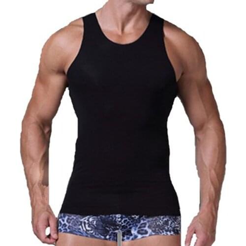 2PCS Summer Tank Tops Men Casual Tanks O-neck Seamless Tees Sleeveless Cool Undershirt Solid Color Singlet Black White Tanktop