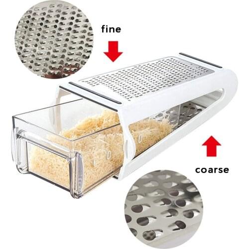 2 Sided Blades Cheese Vegetables Grater Carrot Cucumber Slicer Cutter Box Container Kitchenware Stainless Case Kitchen Tools