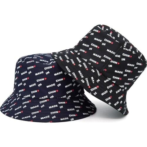 2021 Fashion Letter Print Black Navy Bucket Hat for Men Women Summer Casual Street Sun Hat Foldable Beach Fisherman Hats Panama