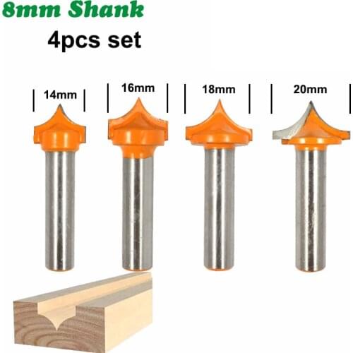 4PC/Set 8MM Shank Milling Cutter Wood Carving Solid Carbide Round Point Cut Round Nose Bits Shaker Cutters Tools Woodworking