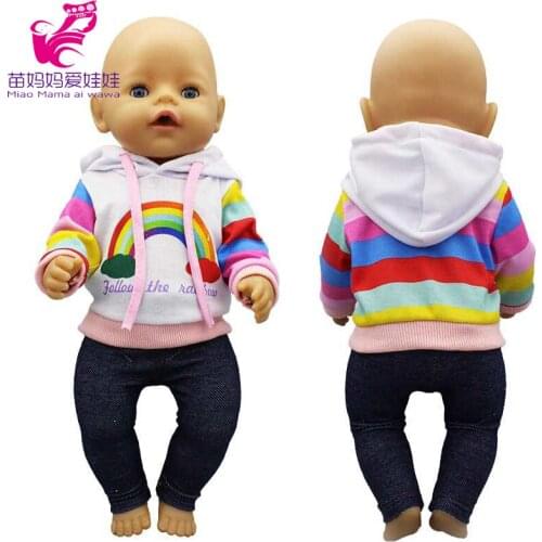 40cm baby doll clothes rainbow hoodie sweater 38cm Nenuco Ropa y su Hermanita doll clothing