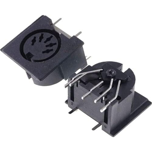 50 PCS DIN Connector Socket 5 Position PCB Panel Mount Female DIN 5 Pin Jack Right Angle Through Holes PCB