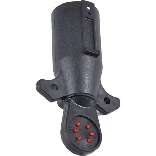 7 Way Round RV Trailer Light Connector Adapter Plug + Socket Boat Black Car Accessories US Standard