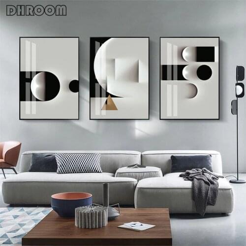 Abstract Geometric Canvas Painting Black and White Wall Art Print Modern Nordic Poster Picture Living Room Home Decor