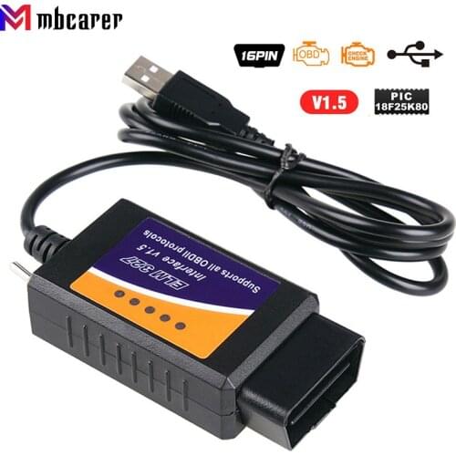 TT55501 ELM327 Bluetooth USB V1.5 OBD 2 Car Diagnostic Tools Scanner CH340+25K80 Chip HS CAN / MS CAN for Ford Forscan